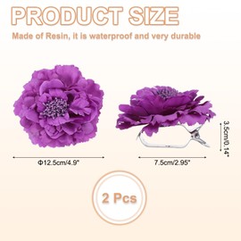 PATIKIL Flower Curtain Tiebacks, 2 Pcs Artificial Floral Curtain Tie Clips, Modern Curtain Holder Buckles, Window Drapery Decorative Clips for Home, Room, Office, Dark Purple