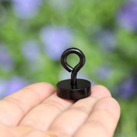 Neosmuk Magnetic Ring Hooks, 18 kg Heavy Duty Extra Strong Magnetic Hook with Eye Bolt for Cruise Cabin, Magnetic Eyelet Hanger for Hanging, Cruise Essentials Hooks (Black, Pack of 2)