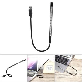 Mini USB LED Leselicht 5V Flexible Lampe Taschenlampe mit 10 LED Leuchten für Laptop PC Computer Tastatur(Schwarz)