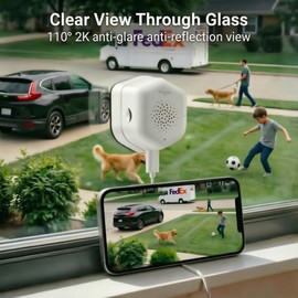 HEDNIC 2K Window Security Camera, 2.4GHz & 5GHz WiFi Indoor Window Cameras for Home Security with Color Night Vision, AI Event Detection with Smart Search, No Drill Window Camera for Apartment (2Pcs)