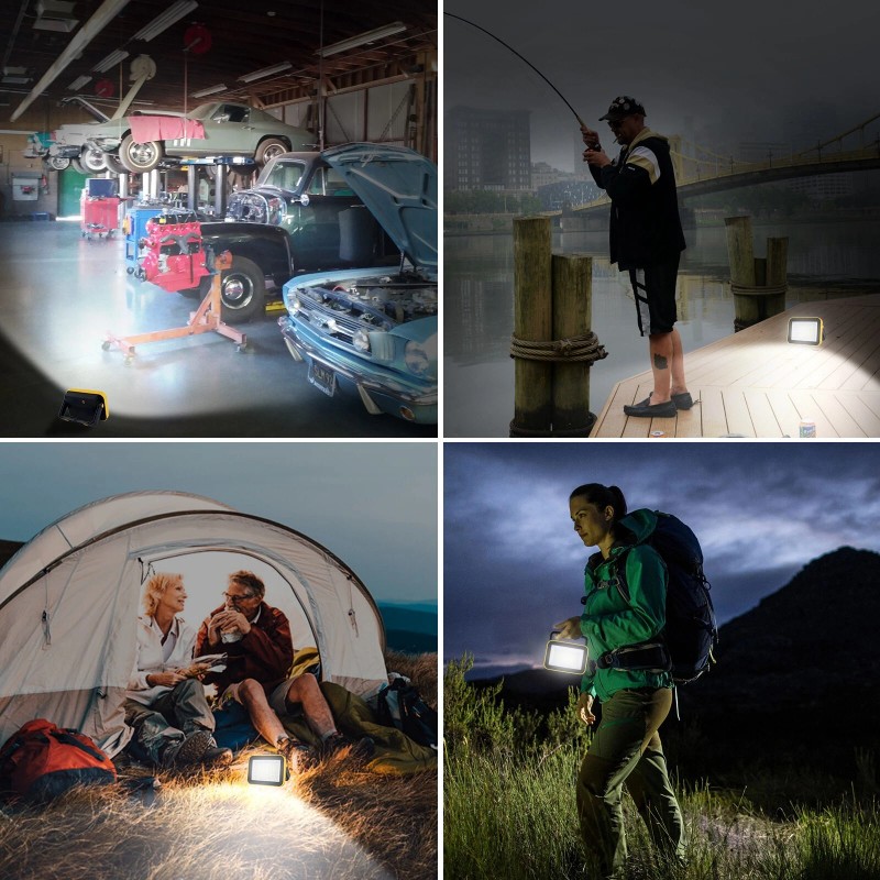 T-SUN 2PCS Rechargeable Work Light LED Battery Flood Light Outdoor