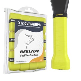 BERLION - 12 Overgrip Padel Racket or Grip Racket Band Tennis Racket - with Rubber or Ring Grip Protection Diamond Padel Racket (Yellow)
