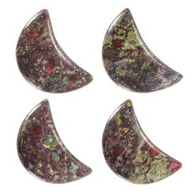 Nupuyai Nupuyai 4pcs Moon Shape Dragon Bloodstone Crystal Palm Pocket Worry Stone Set, Polished Reiki Stone for Chakra Healing Jewellery Making Home Decor