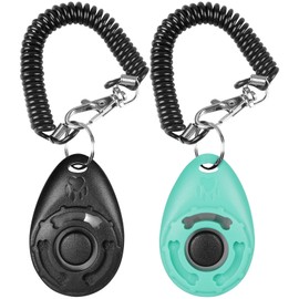 Diyife Dog Clicker for Training, 2 Pack Dog Training Clicker, Clicker Dog Training with Wrist Strap, Pet Training Clicker, Perfect for Dog Cat Puppies Behavioral Training (Black and Water Lake Blue)
