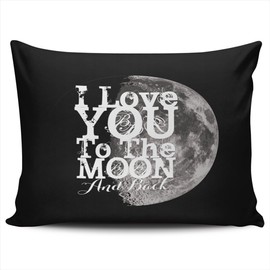 WEINIYA Bedroom Custom Decor I Love You to The Moon and Back with Your Name Gray and White Throw Pillow Cover Cushion Case Fashion One Sided Printed Design Boudoir 12x16 Inches