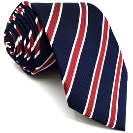 S&W SHLAX&WING Men's Striped Tie Blue Red Business Suit Business Suit, Extra long tie 160 cm x 8.9 cm