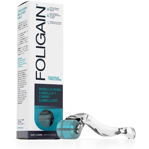 Foligain Rodillo Dermaroller de Titanio 0.25mm para Crecimiento de Cabello