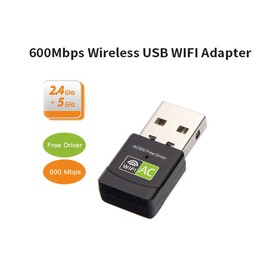 Adaptador WiFi USB inalámbrico de 600 Mbps, doble banda 2.4 GHz/5 GHz