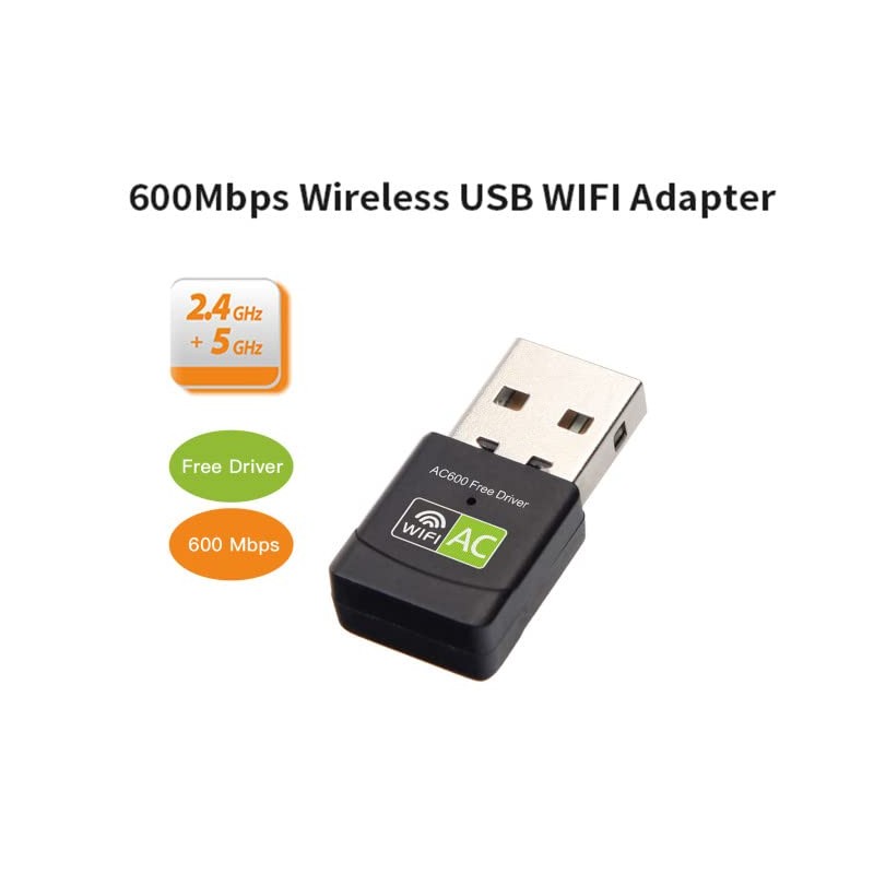Adaptador WiFi USB inalámbrico de 600 Mbps, doble banda 2.4