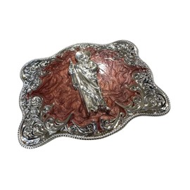 Western Stakes Cowboy Belt Buckles Floral Red Marble Swirl Concho High End Cowboy Big Belt Buckles Men Western Crafted Custom, Gold, Silver, Black, 4.25 x 3.25