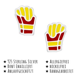 Monkimau Girls' French fries stud earrings made of 925 sterling silver, Sterling Silver