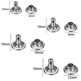 Mcoser 150 Sets Silver Leather Rivets 8mm x 10mm Tubular Metal Studs Double Cap Rivet for DIY Leather Craft
