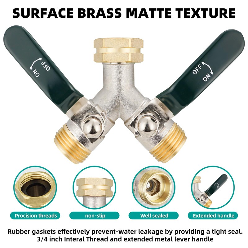 DINGBAI Hose Splitter 2 Way, Brass High Flow Garden Hose