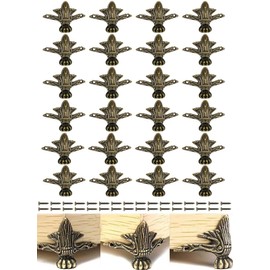 24 PCS Antique Brass Box Legs Feet for Wood Case Jewelry Chest Storage Corner, Protector Zinc Alloy for Embossing Wooden Case Decor Cases, Cabinets (Green Bronze)