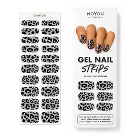 MOYOU LONDON Semi-cured UV Gel Strips - Pack of 20 - Gel Nail Foils UV Hardening for Manicure in Salon Quality - Set with Nail File & Wooden Cuticle Sticks - Black Lace