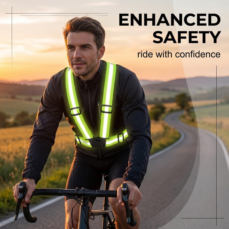 Reflective Vest Bicycle Reflective Safety Vest Adjustable - High Visibility