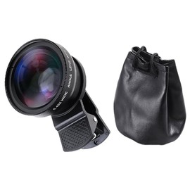 Dpaaoyer Phone Camera Lens 0.45X Ultra Wide Angle + 12.5X Macro Lens Universal Clip-on Camera Lens for Most Smartphones Black