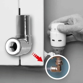 SPARES2GO 15mm x 10mm Pushfit Radiator Valve Chrome Reducing Elbow Stem Compression (Pack of 4)