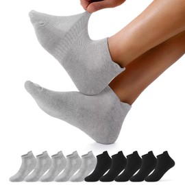 TUUHAW Black Ankle Socks 12-14 UK Grey Mens Trainer Socks Size 15 for Sports Running Athletic Gym Walking Anti Bliser Anti Sweat Breathable Cotton 10 Pairs