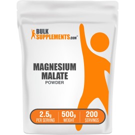 BulkSupplements.com Magnesium Malate Powder - Magnesium Supplements, High Bioavailabilty - Unflavored & Gluten Free, 2.5g per Serving, 500g (1.1 lbs) (Pack of 1)