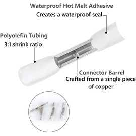200 PCS Heat Shrink Butt Connectors Kit, Solder Connector, 26-24 AWG Clear Insulated Waterproof Electrical Wire Connectors, Automotive Wire Crimp Terminals Butt Splices