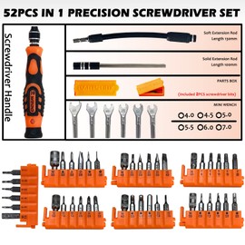 WEDO 52 in 1 Precision Screwdriver Set,Professional Magnetic Mini Screwdriver Set with Bits,Socket,Mini Wrench,Flexible Shaft,Extension Rod for Repairing Mobile Phone,Laptop,Computer,Eyeglasses,Watch