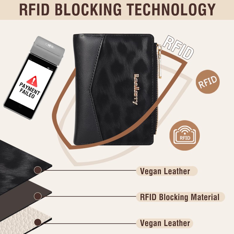 Lapensa Small wallet for Women RFID Blocking Bifold Zipper Pocket