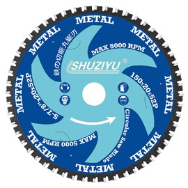 LSHUZIYU 150mm-52T, Metal Working Circular Saw Blade, Centre Hole 20mm with 15.88-10mm Washer, Compatible on Cordless Saw, Metal, Steel Iron Bar, Sheet, Angle Cutting