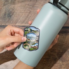 Die Cut Sticker St. Augustine, Florida, Montage Scenes, Contour Vinyl Sticker 3 to 6 inches, (Waterproof Decal for Cars, Water Bottles, Laptops, Coolers), Large