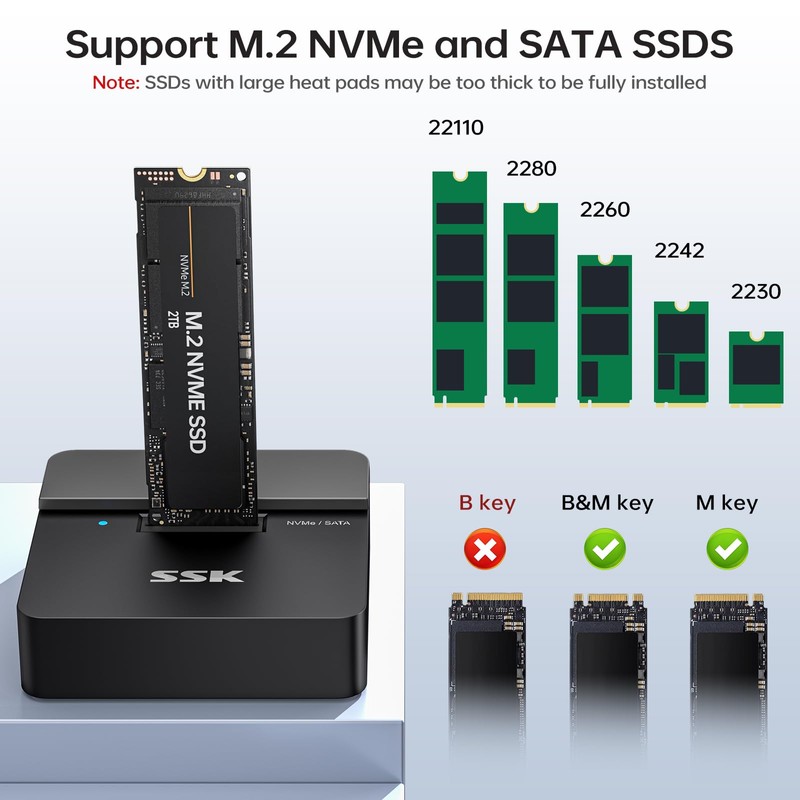 SSK SSD to USB Adapter, M.2 NVMe & SATA SSD