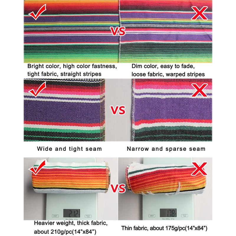 6 Packs Mexican Serape Table Runners for Mexican Theme Party,