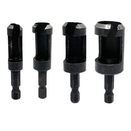 4PCS Wood Plug Cutter Drill Bit Set,5/8" 1/2" 3/8" 1/4" Cutting Tool Cork Drill Bit Knife(1/4Inch Hex Shank)