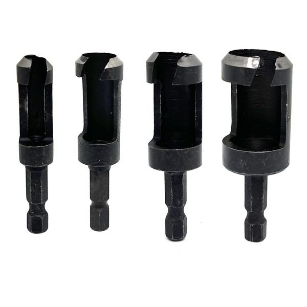 4PCS Wood Plug Cutter Drill Bit Set,5/8" 1/2" 3/8" 1/4"