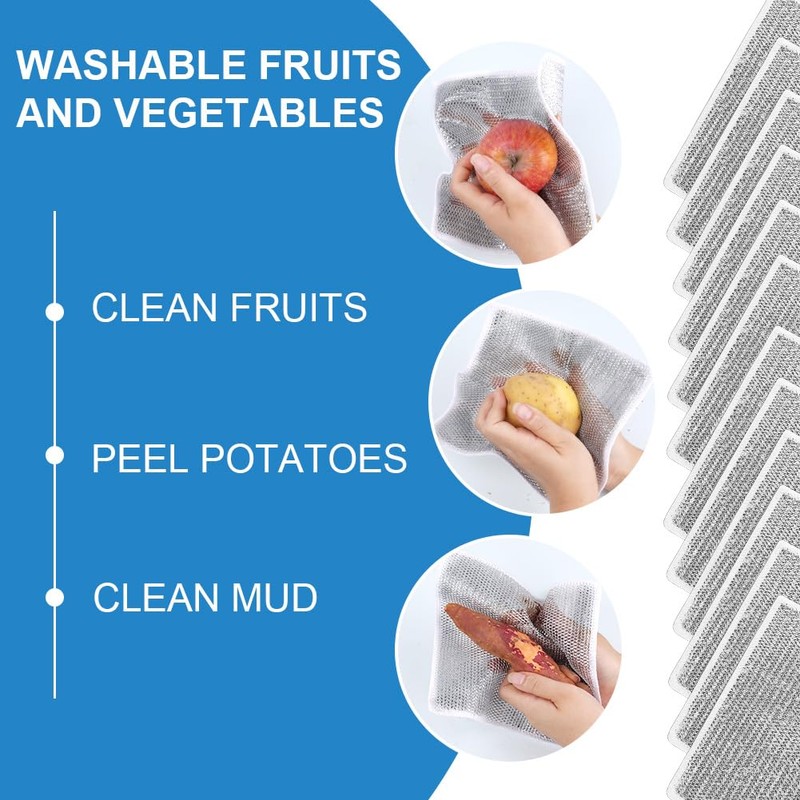 Vicloon 10 PCS Multipurpose Wire Dishwashing Rags for Wet and