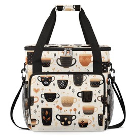 Coffee Maker Travel Bag Compatible with Keurig K-Mini or K-Mini Plus, Single Serve Coffee Brewer Carrying Case with Multiple Pockets for K-Cup Pods, Storage Bag With Shoulder Strap(Bag Only)