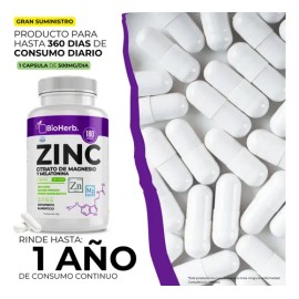 Bioherb Zinc Magnesio Melatonina 360 Capsulas 500mg Bienestar Relajación Natural Suprema Suministro Meses