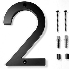 6" House Numbers 15cm, Matte Black Acrylic Address Sign Numbers for House, with Set Nail Kit, House Numbers for Outside, for Mailbox, Yard, Home Wall Door, Garage Gate (Black 2)