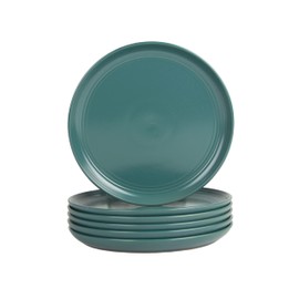 Double Line 8.25" Salad Plate, Set of 6, Emerald Green