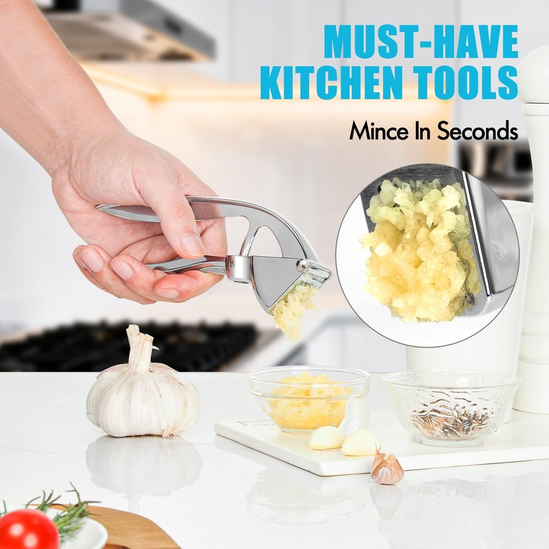 COKORA Garlic Press, Premium Metal Garlic Crusher Tool, Heavy Duty