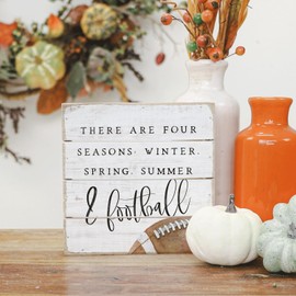 Simply Said, INC Perfect Pallet Petites Football Sign, Four Seasons Football Decor, 6 x 6 inch Wood Sign, Football Bathroom Decor, PET1983
