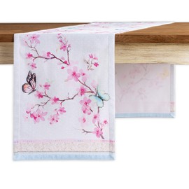Maison d' Hermine Tablerunners 100% Cotton Decorative Easter Tablerunner Washable Table Cover for Holiday Dinner, Wedding, Buffet & Dining, Blossoms In Spring - Spring/Summer (37cm x 180cm)