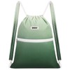 WANDF Drawstring Backpack with Shoulder Pads Sports Gym Bag Water