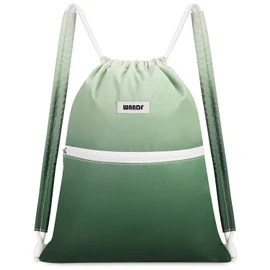 WANDF Drawstring Backpack with Shoulder Pads Sports Gym Bag Water Resistant Sackpack String Bag Cinch Bag for Women Men (Green Gradient)