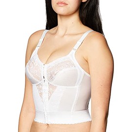 Carnival Womens Front Closure Longline Bra, White, 36D