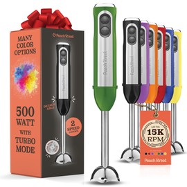 Powerful Immersion Blender, Electric Hand Blender 500 Watt with Turbo Mode, Detachable Base. Handheld Kitchen Blender Stick for Soup, Smoothie, Puree, Baby Food, 304 Stainless Steel Blades (Green)