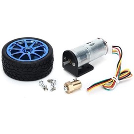 Mechanical Parts, 6V 210RPM Encoder Motor DC Gear Motor with Mounting Bracket and Wheel Gearheads Tools