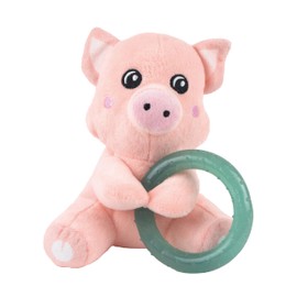 Webbox Pinky the Pig - Plush & Squeaky Dog Toy with Puppy Teething Ring