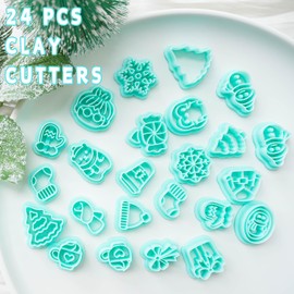 TAINSKY Winter Polymer Clay Cutters, Christmas Clay Cutters for Polymer Clay Jewelry, Snowman Polymer Clay Earring Cutters, 24 Shapes Polymer Clay Cutters for Earrings Making