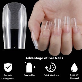 LuckForever 240pc Medium Square Fake Nails Tips Clear Press on Nails Medium Square Nail Tip Full Cover Soft Gel Nail Tips False Nail Tapered Artificial Fingernails for Gel/Acrylic Nail Extension