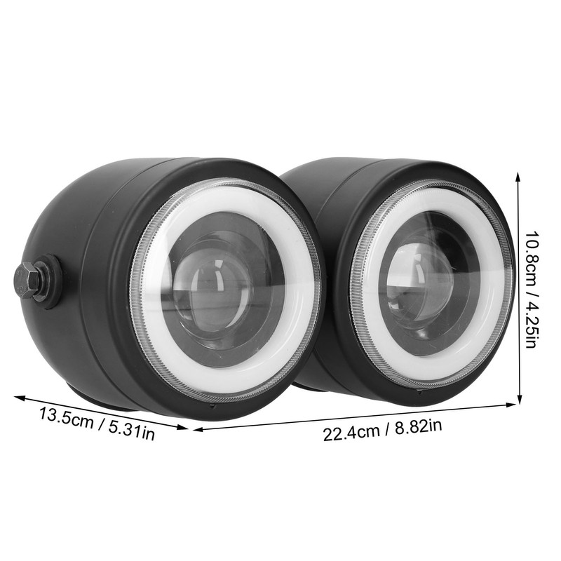 Universal LED Headlamp Double Lamps Round Angel Eyes High Low